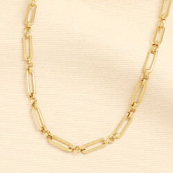 Stainless Steel Sleek Paperclip Chain Necklace in Gold