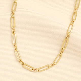 Stainless Steel Sleek Paperclip Chain Necklace in Gold