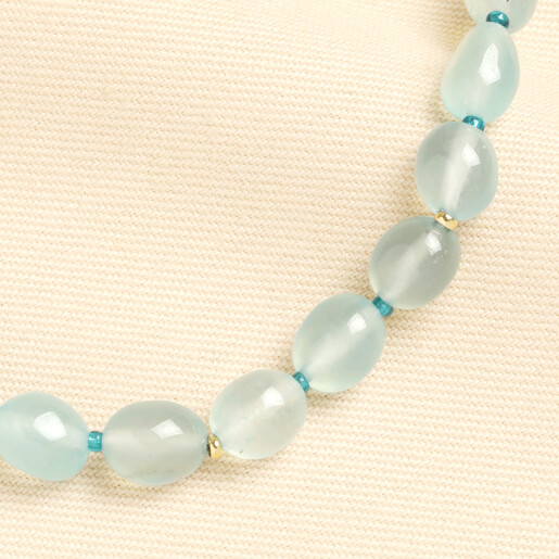 close up of semi precious blue beads