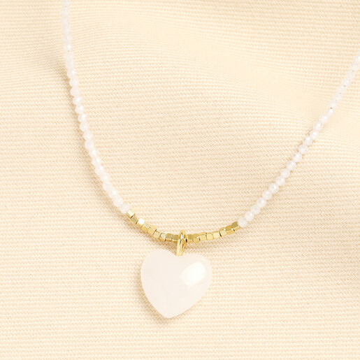 gold and white seed bead necklace