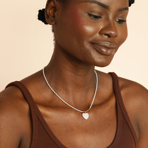 model shot of heart pendant necklace