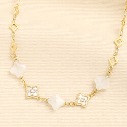 Semi Precious Clover Chain Necklace in Gold