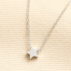 Stainless Steel Star Charm Necklace in Silver