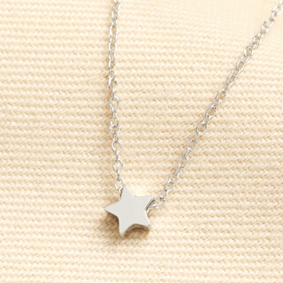 Stainless Steel Star Charm Necklace in Silver