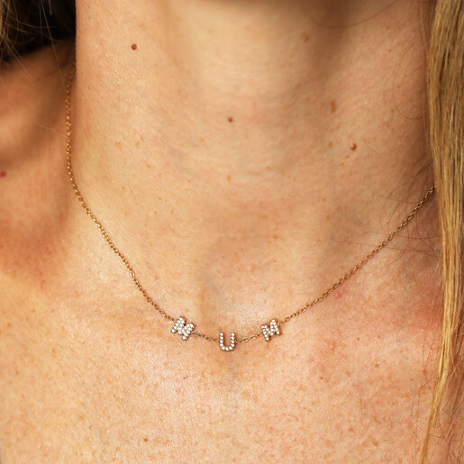 waterproof crystal charm necklace in gold