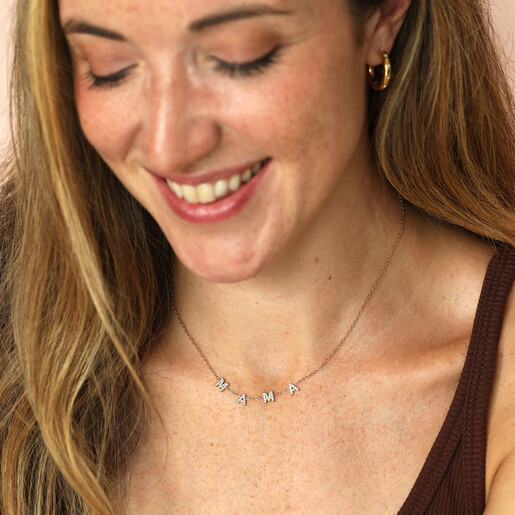 model shot of mama charm necklace