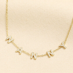 Stainless Steel Crystal Nanny Charm Necklace in Gold