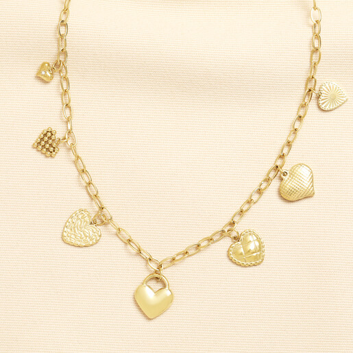 waterproof heart charm necklace in gold