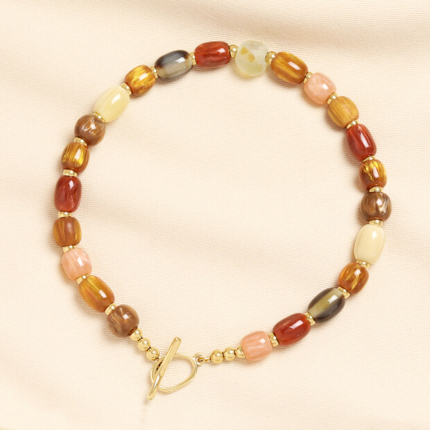 Autumn Resin Chunky Beaded Necklace in Gold