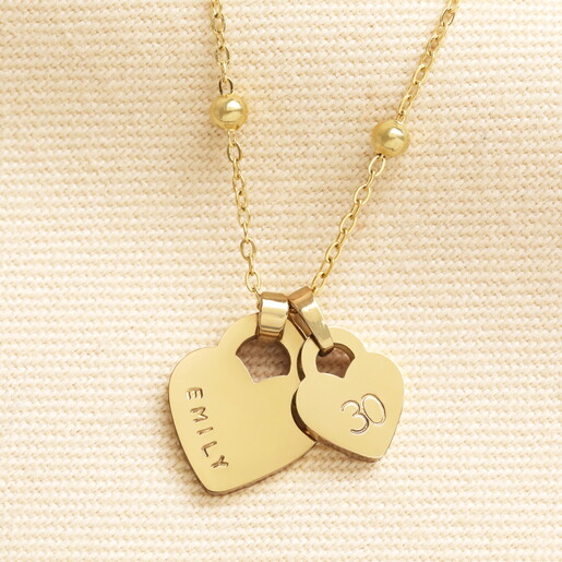 double heart charm necklace