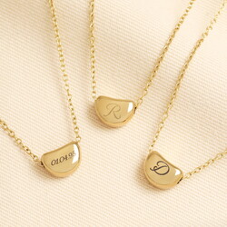 Personalised Stainless Steel Half Circle Pendant Necklace in Gold