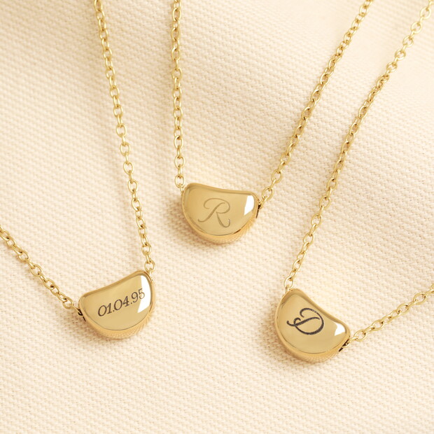 Personalised Stainless Steel Half Circle Pendant Necklace in Gold