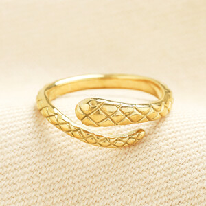 Stainless Steel Snake Adjustable Ring in Gold - M/L