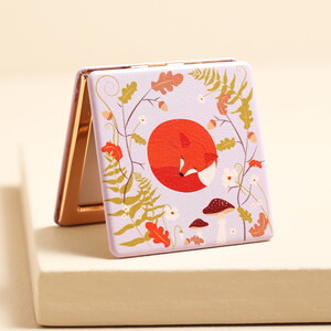 Purple Woodland Fox Compact Mirror