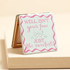 A Pastel Coloured Compact Mirror with a Bow and Quote Design