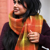 model shot of orange and green scarf