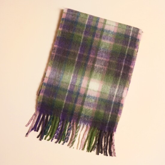 Purple and Green Tartan Winter Scarf