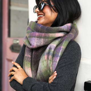 Purple and Green Tartan Winter Scarf