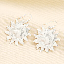 Hammered Sun Drop Earrings in Silver