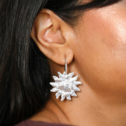 Hammered Sun Drop Earrings in Silver