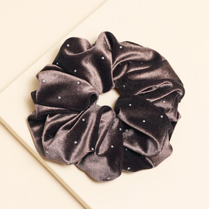 Brown Velvet Crystal Hair Scrunchie