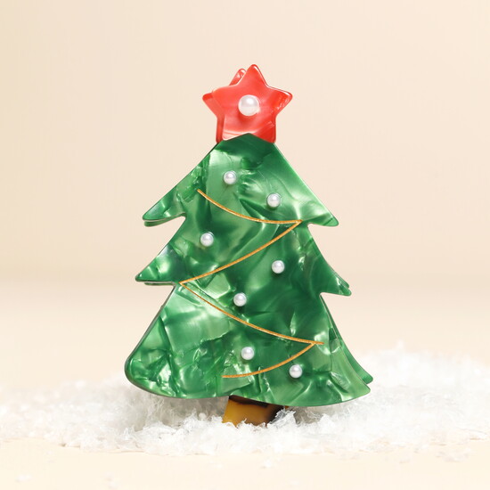 Large Christmas Tree Hair Clip