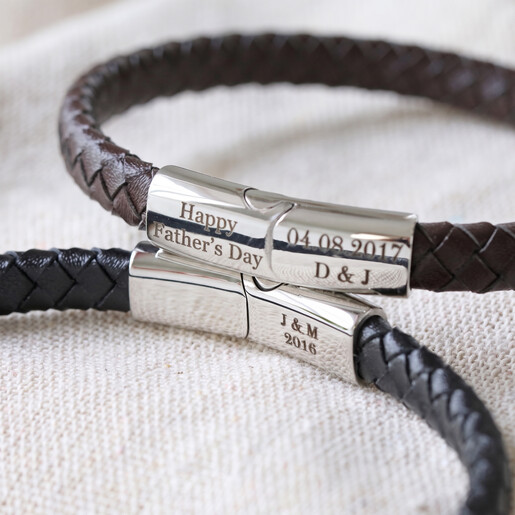 Lisa Angel Men's Engraved Personalised Father's Day Woven Bracelet