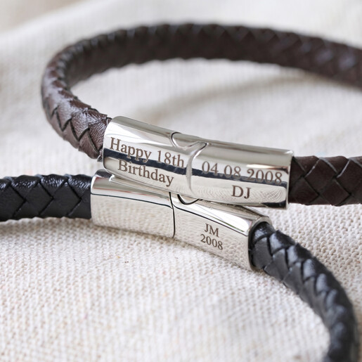 Lisa Angel Men's Engraved Personalised 18th Birthday Woven Bracelet