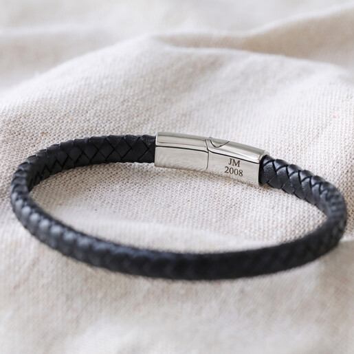 Lisa Angel Men's Black Personalised 18th Birthday Woven Bracelet