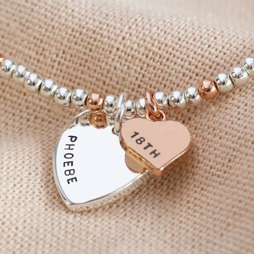 Lisa Angel Personalised 18th Birthday Rose Gold and Silver Bead Bracelet