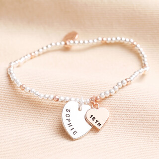 Personalised 18th Birthday Rose Gold and Silver Bead Bracelet