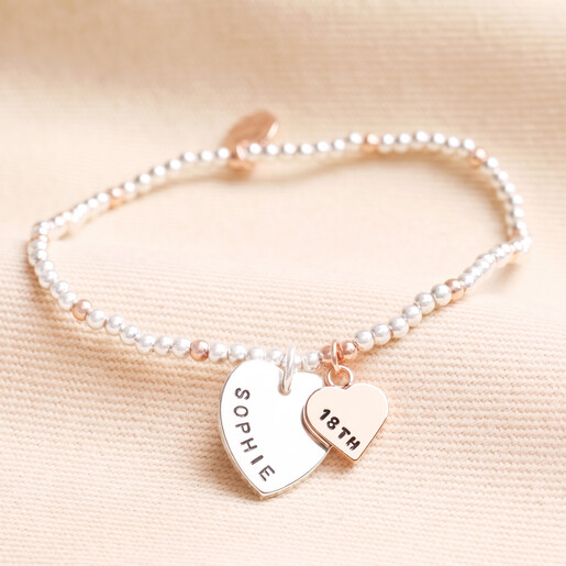 Lisa Angel Ladies' Personalised 18th Birthday Rose Gold and Silver Bead Bracelet