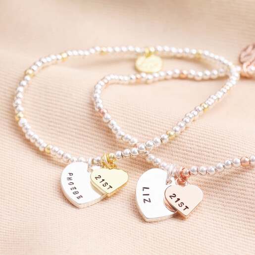 Variants of Personalised 21st Birthday Rose Bead Bracelet