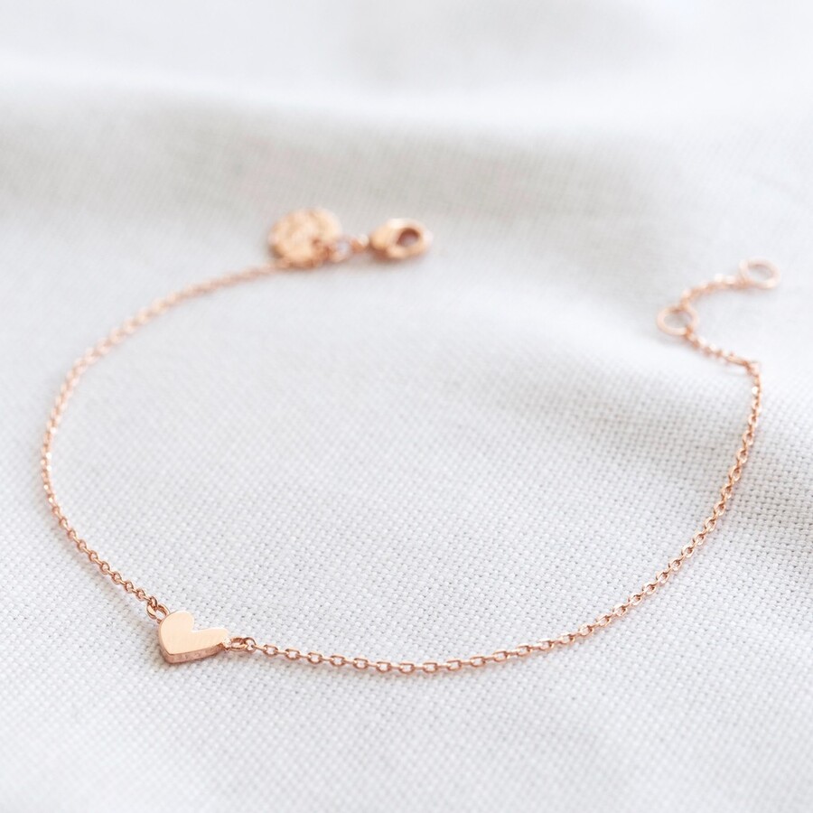 Personalised, Rose Gold, Heart Chain Bracelet with Engraving| Someone  Remembered