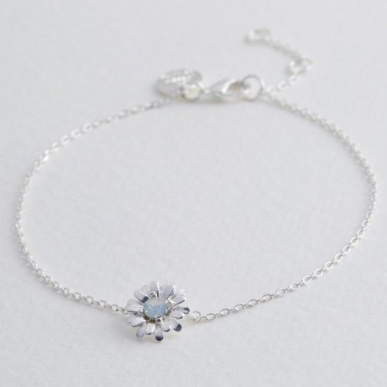 Crystal Daisy Charm Bracelet in Silver