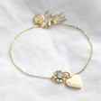 Personalised Crystal Daisy Charm Bracelet in Gold