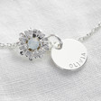 Ladies' Personalised Crystal Daisy Charm Bracelet in Silver