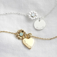 Personalised Crystal Daisy Charm Bracelet