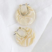 Champagne Acrylic Disc Earrings in Gold