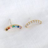 Gold Sterling Silver Rainbow Curve Stud Earrings