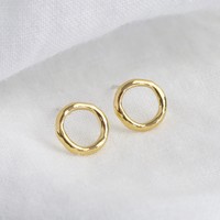 Organic Shape Open Circle Earrings in Gold