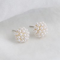 Pearl Cluster Stud Earrings in Gold