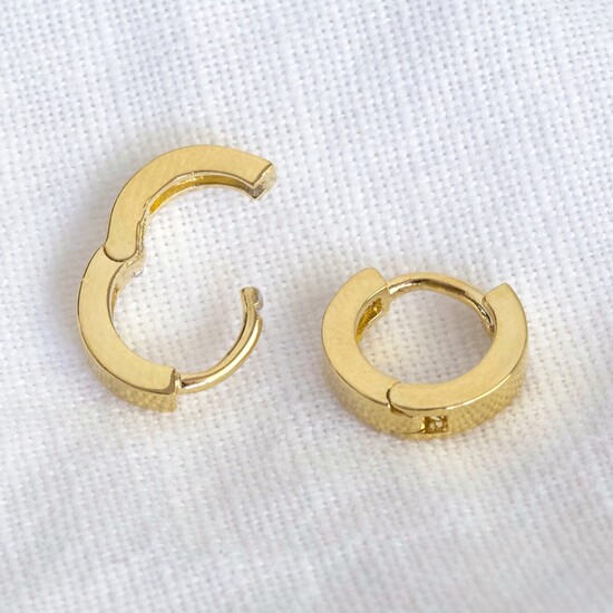 Gold Tiny Sterling Silver Huggies ( 8mm at widest point)