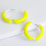 Yellow Enamel Huggie Hoop Earrings