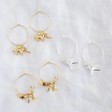 Lisa Angel Ladies' Silver and Gold Dinosaur Charm Hoop Earrings