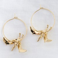 Gold Pterodactyl Dinosaur Hoop Earrings