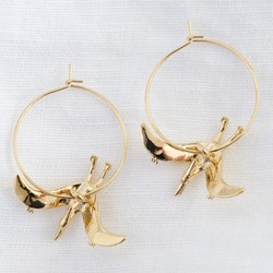 Gold Pterodactyl Dinosaur Hoop Earrings