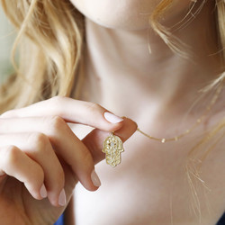 Gold Textured Hamsa Hand Necklace