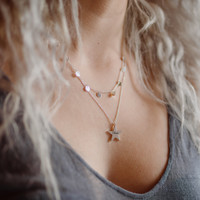 Personalised Silver Double Layer Star Necklace