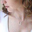 Lisa Angel Ladies' Silver Horseshoe Necklace on Model